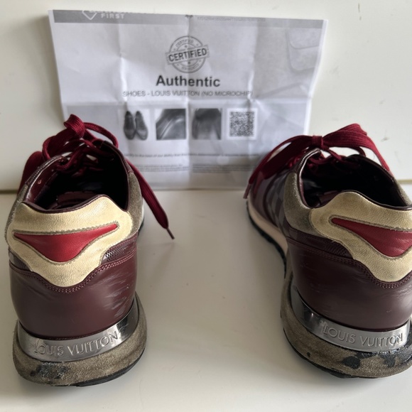 Authenticated Louis Vuitton Burgundy Suede Run Away Sneakers Men's Size 8/US 9 - Picture 3 of 16
